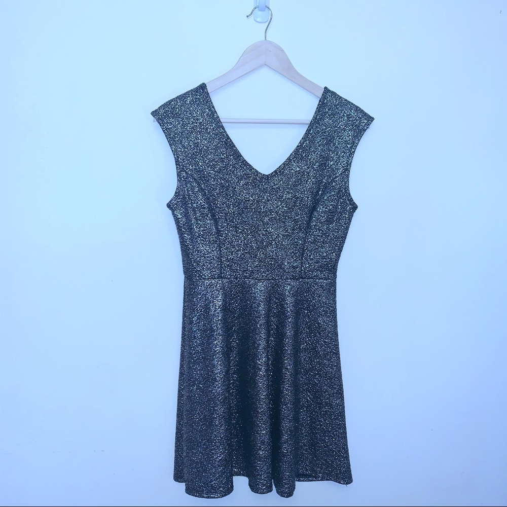 One ❤️ Clothing Gold Foil Skater Style Dress